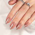 Fixon minimalist nude press-on nails with almond shape