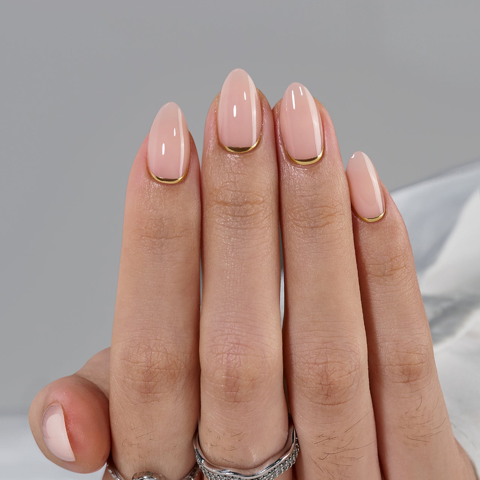 Gold End Almond Nails-XCOATPRESS