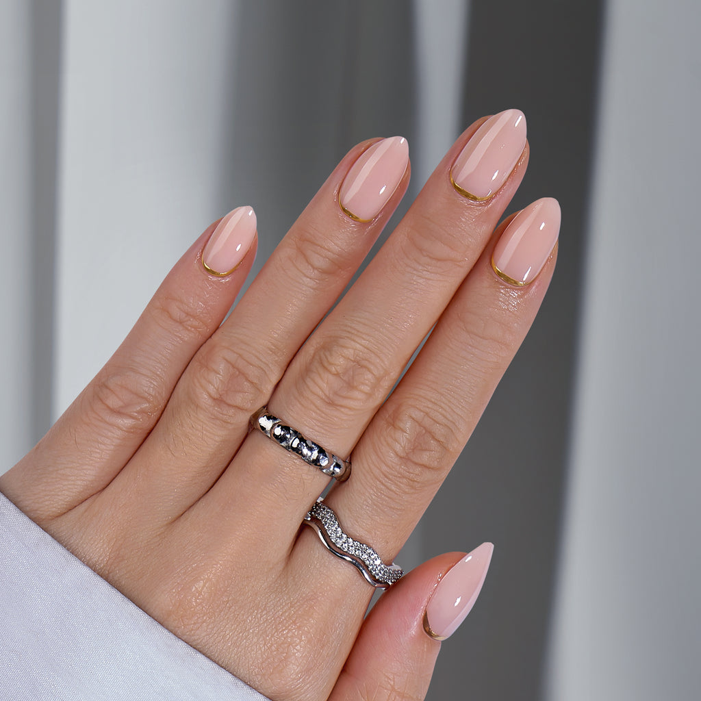 Gold End Almond Nails-XCOATPRESS