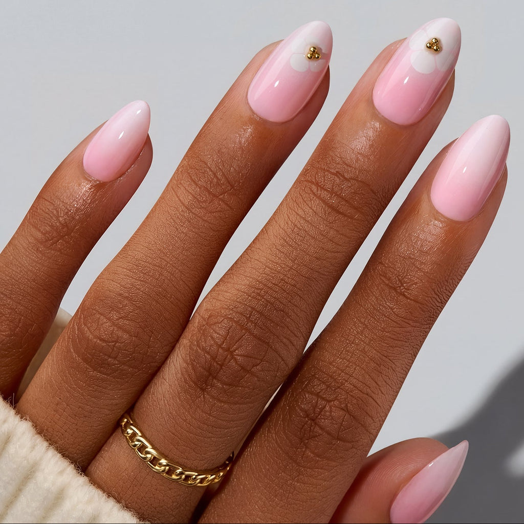 Fixon feminine pink press-on nails with polished finish