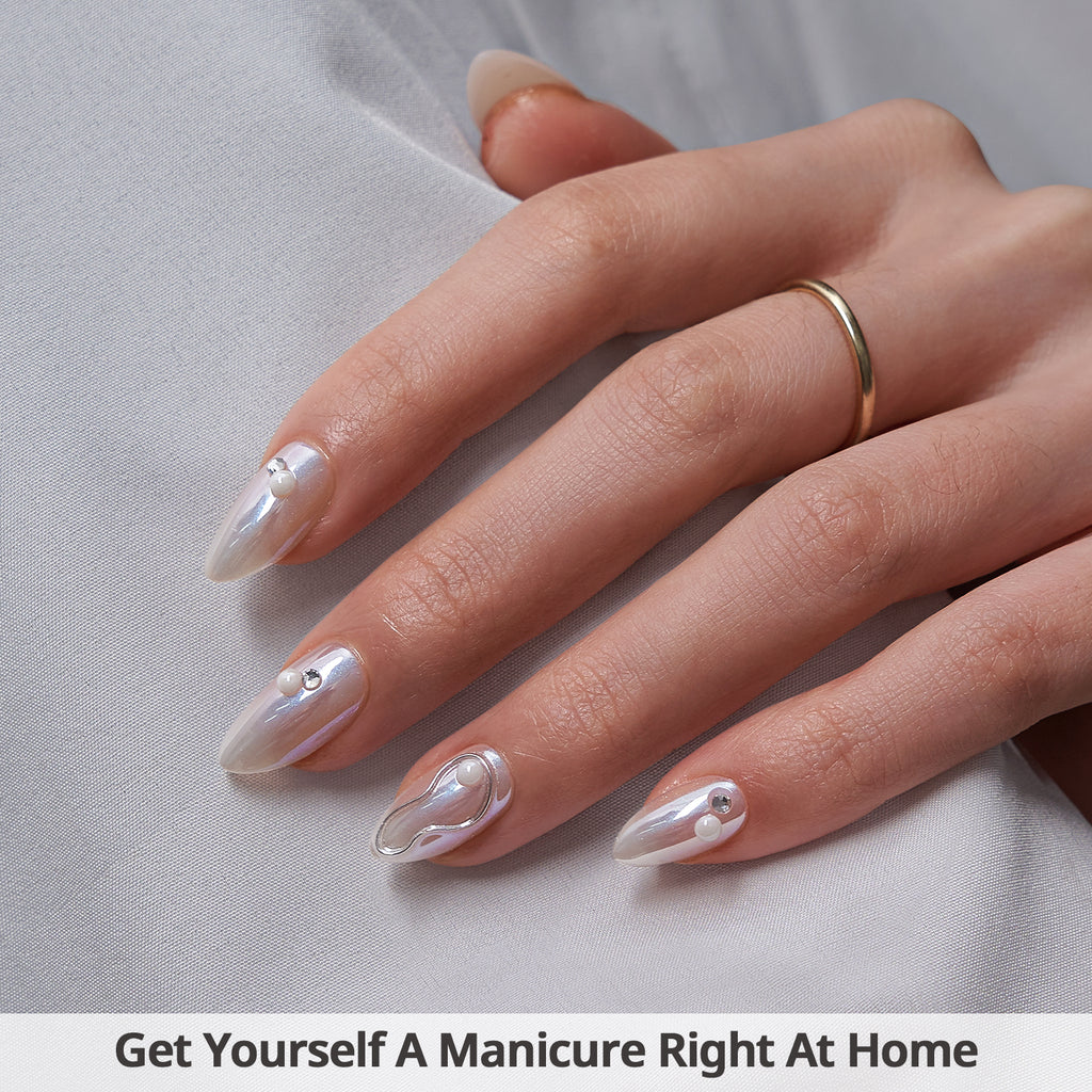 Tidal Pearl Almond Nails -Soft Gel Press On