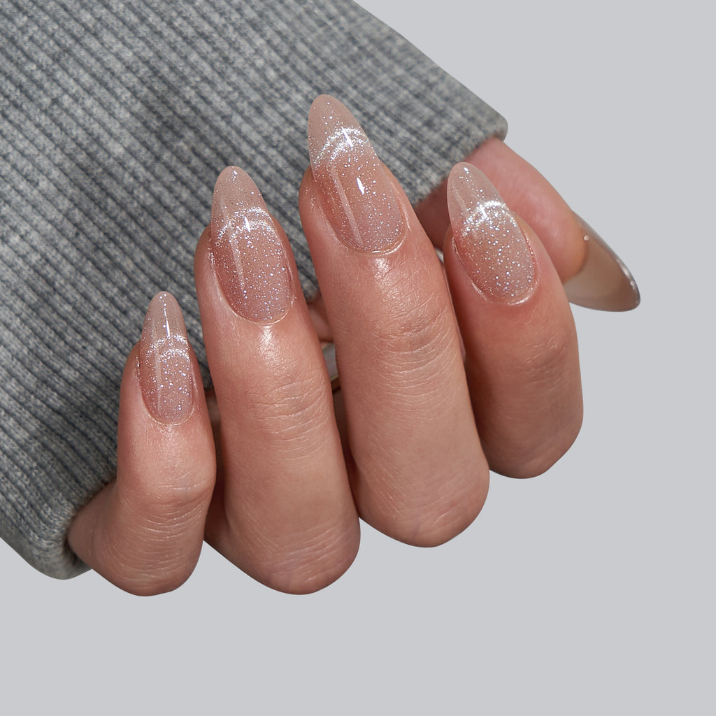 Sunlit Shimer Almond Nails- XCOATPRESS