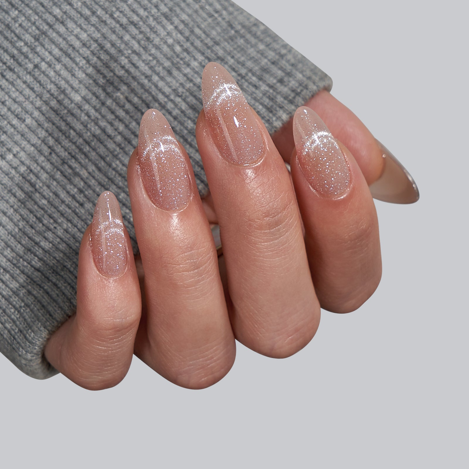 Sunlit Shimer Almond Nails- XCOATPRESS