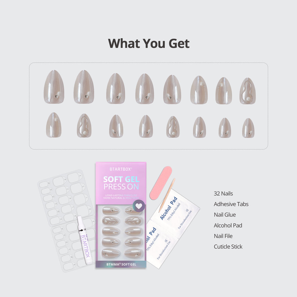 Tidal Pearl Almond Nails -Soft Gel Press On