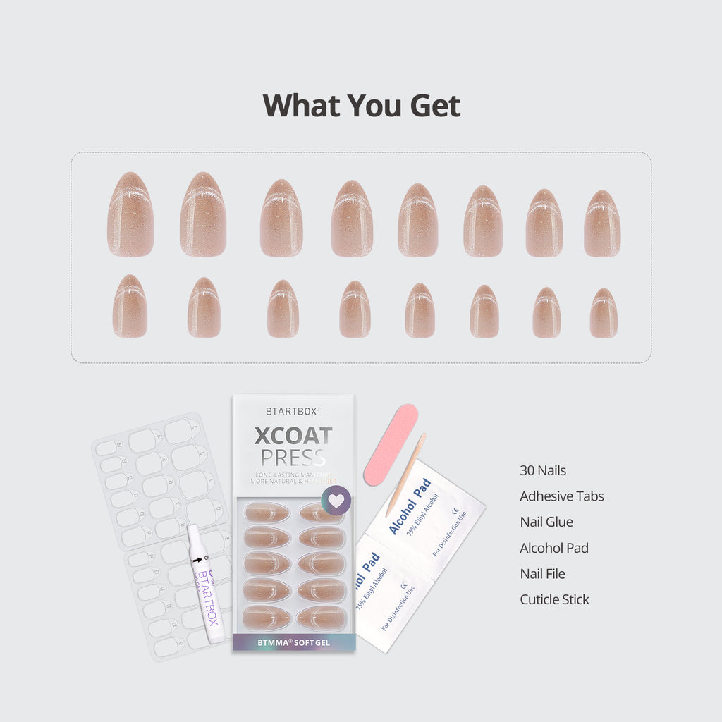 Sunlit Shimer Almond Nails- XCOATPRESS