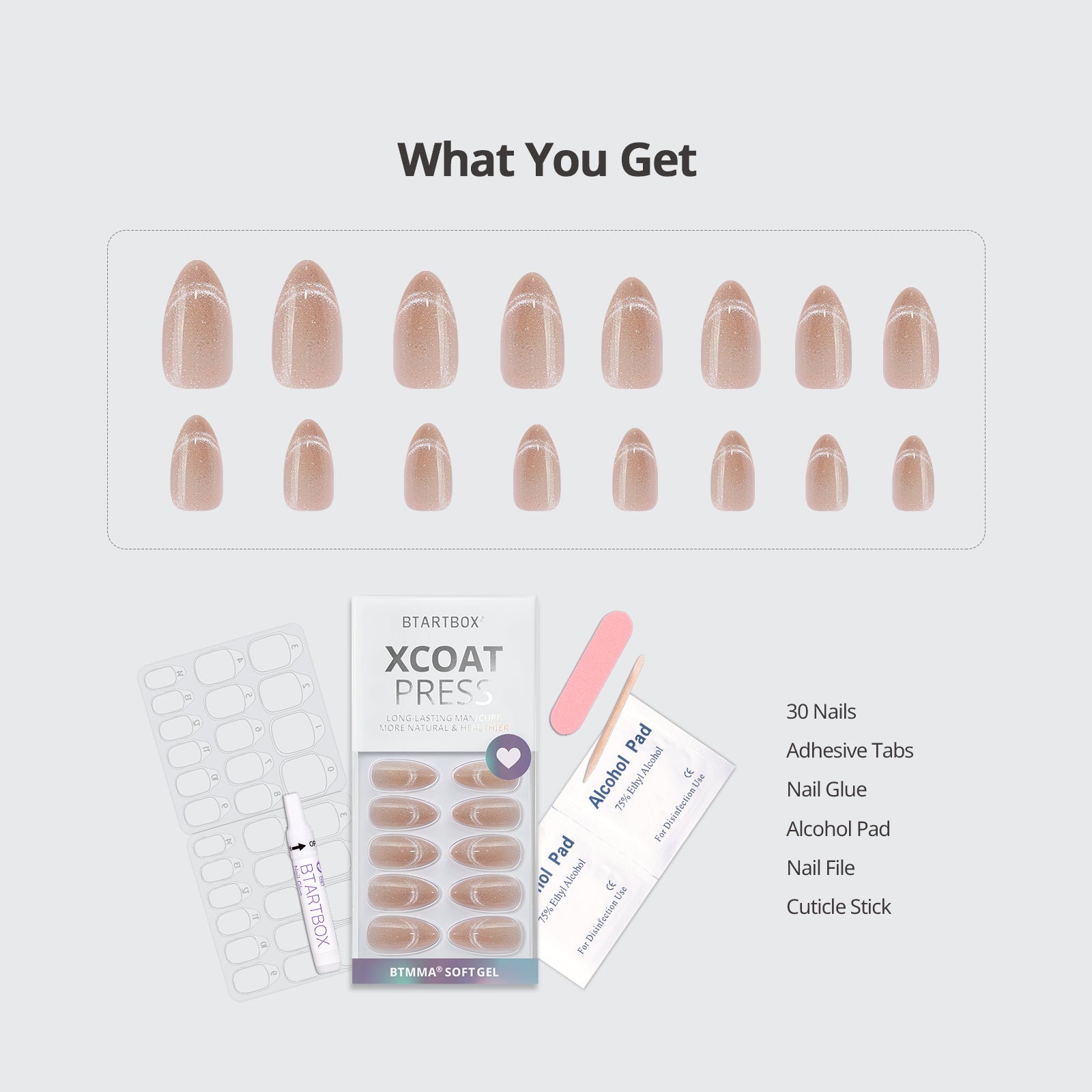 Sunlit Shimer Almond Nails- XCOATPRESS