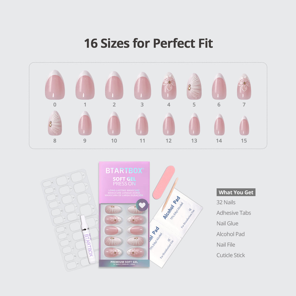 Dew-Kissed Bud Almond Nails- Soft  Gel Press On
