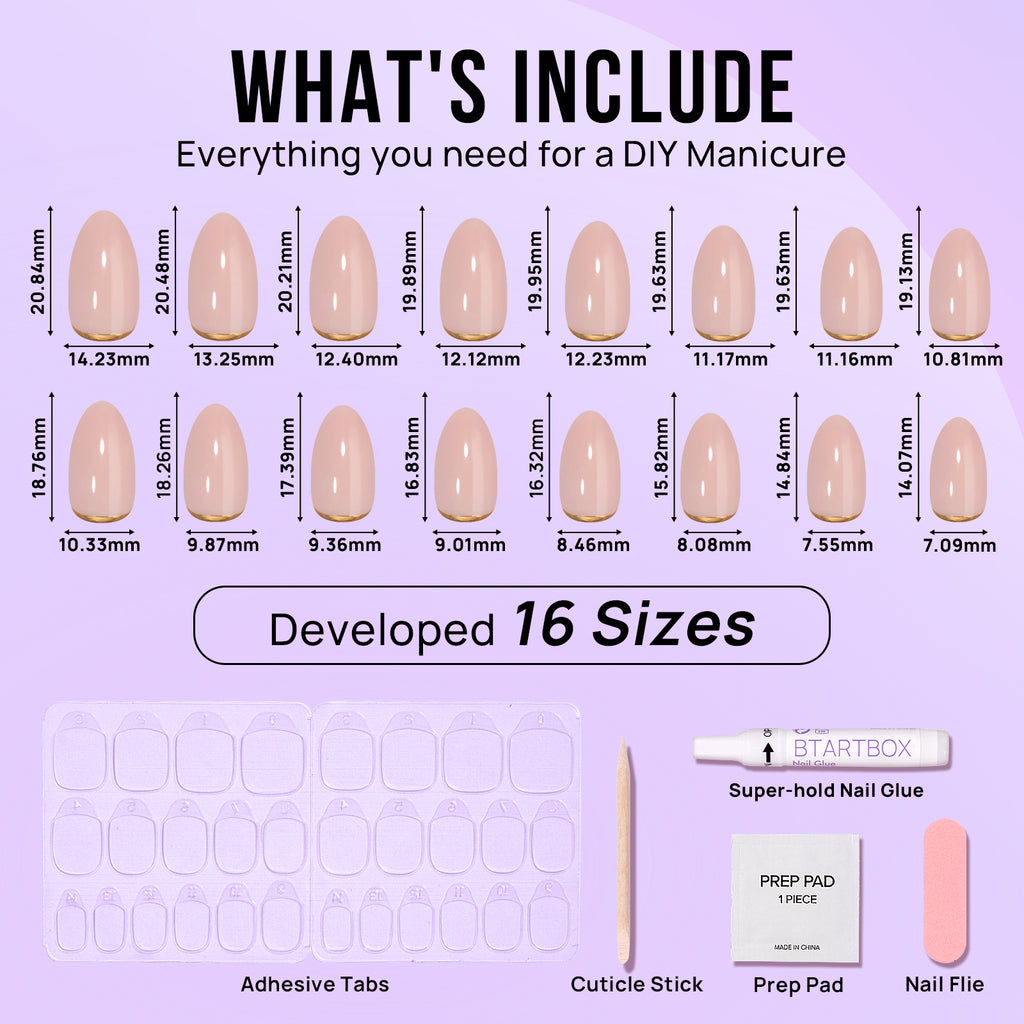 Gold End Almond Nails-XCOATPRESS