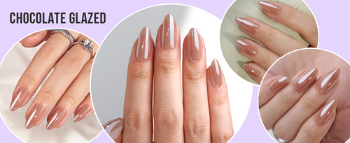 Chocolate Glazed Donut Almond Nails-Soft Gel Press On