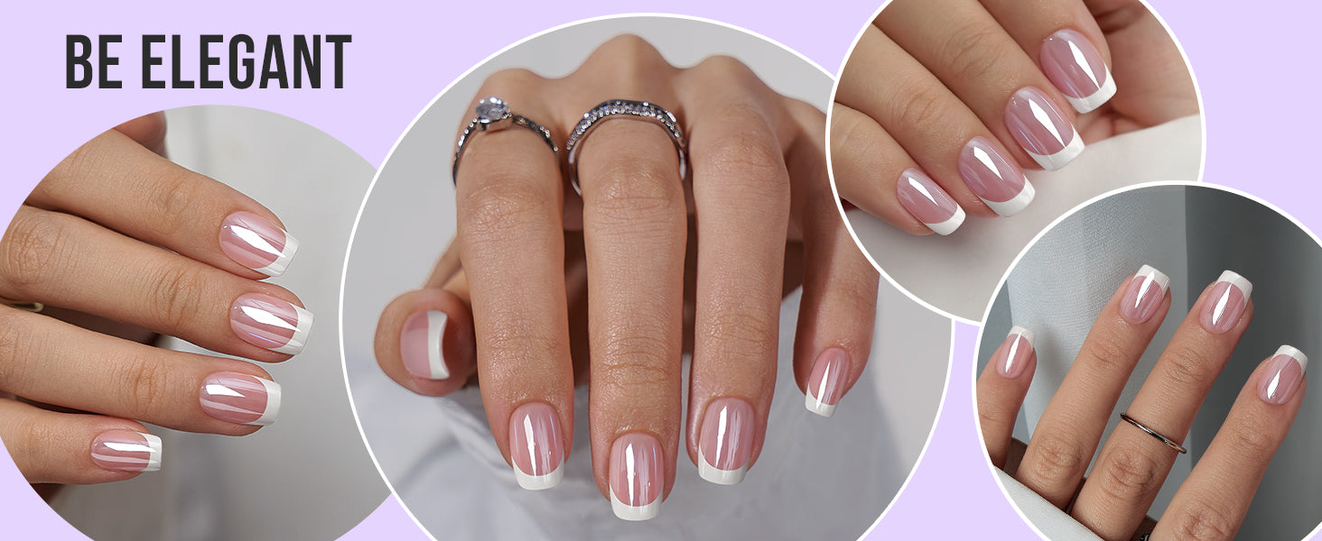 Be Elegant Short Square Nails-Soft  Gel Press