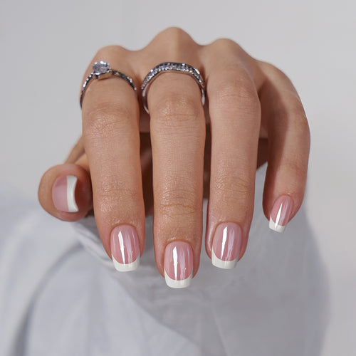 Fixon French tip press-on nails with white tips