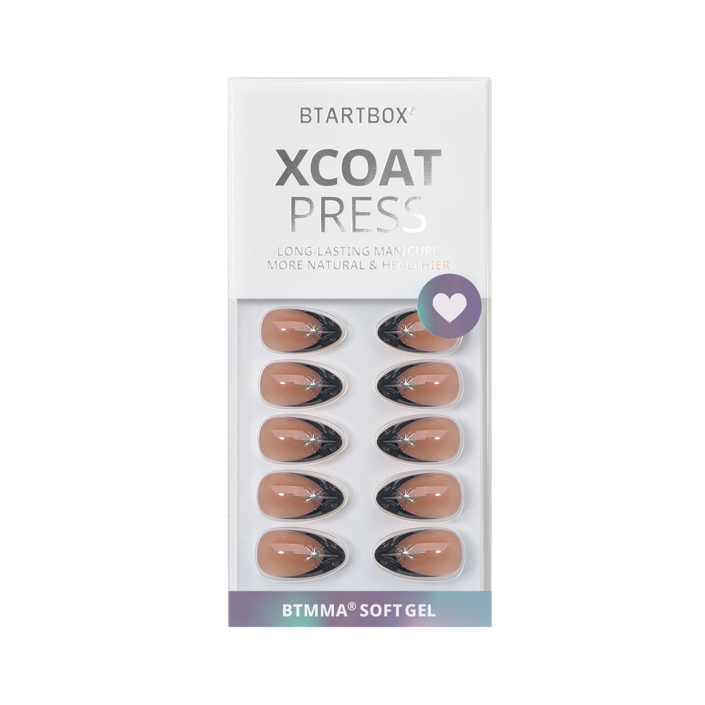 Midnight Spark Almond Nails-XCOATPRESS